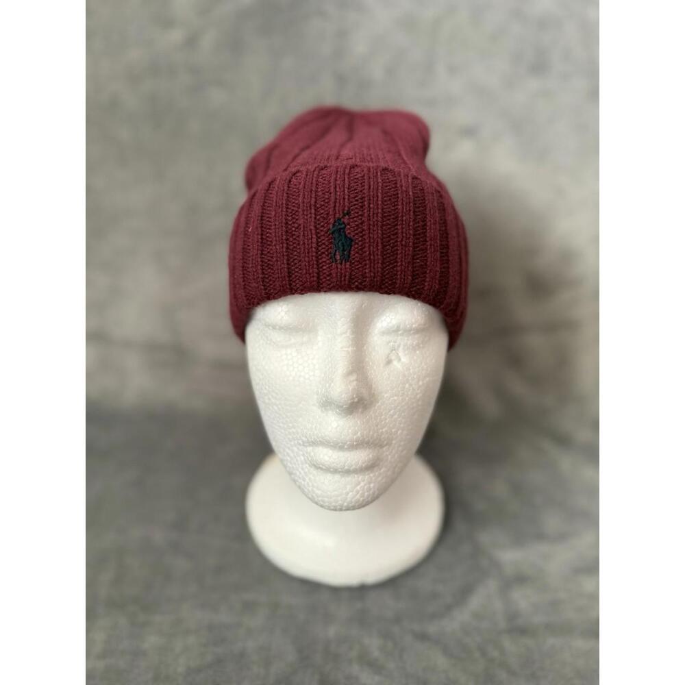 Polo Ralph Lauren Signature Pony Wool Blend Men’s Knit Beanie OSFM Burgundy